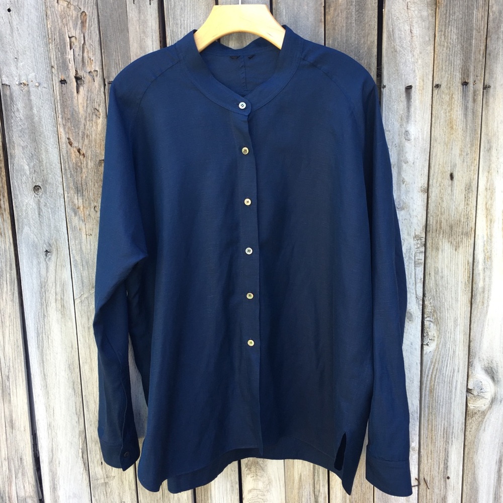 About Design Corp Silk Cotton Tunic Shirt Blue